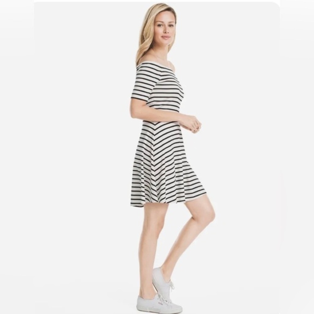 🖤 White House Black Market Striped Fit & Flare Dress XXS